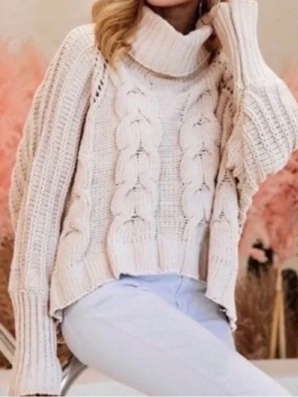 Moon & Madison Turtleneck Knit Taupe Sweater